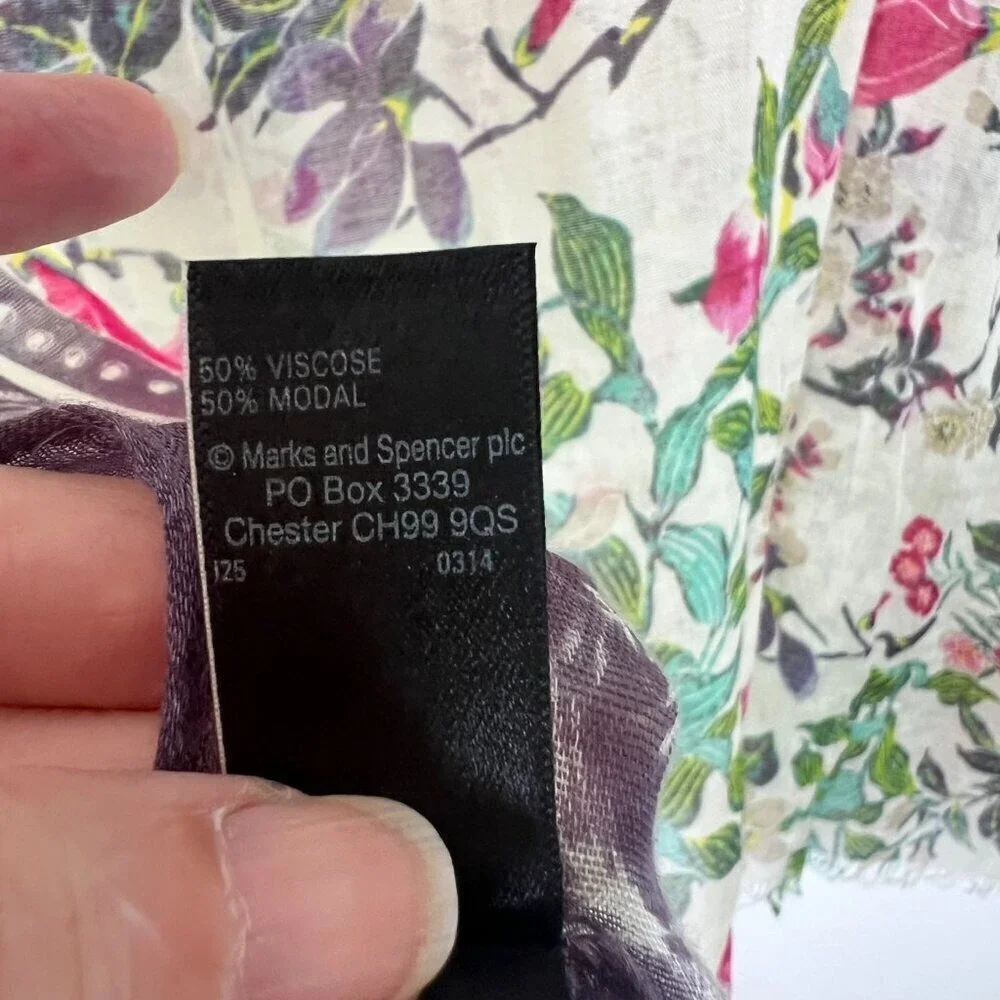 M & S Scarf Wrap Women's Floral Vines Lightweight Sheer Rectangle Coverup Beachy